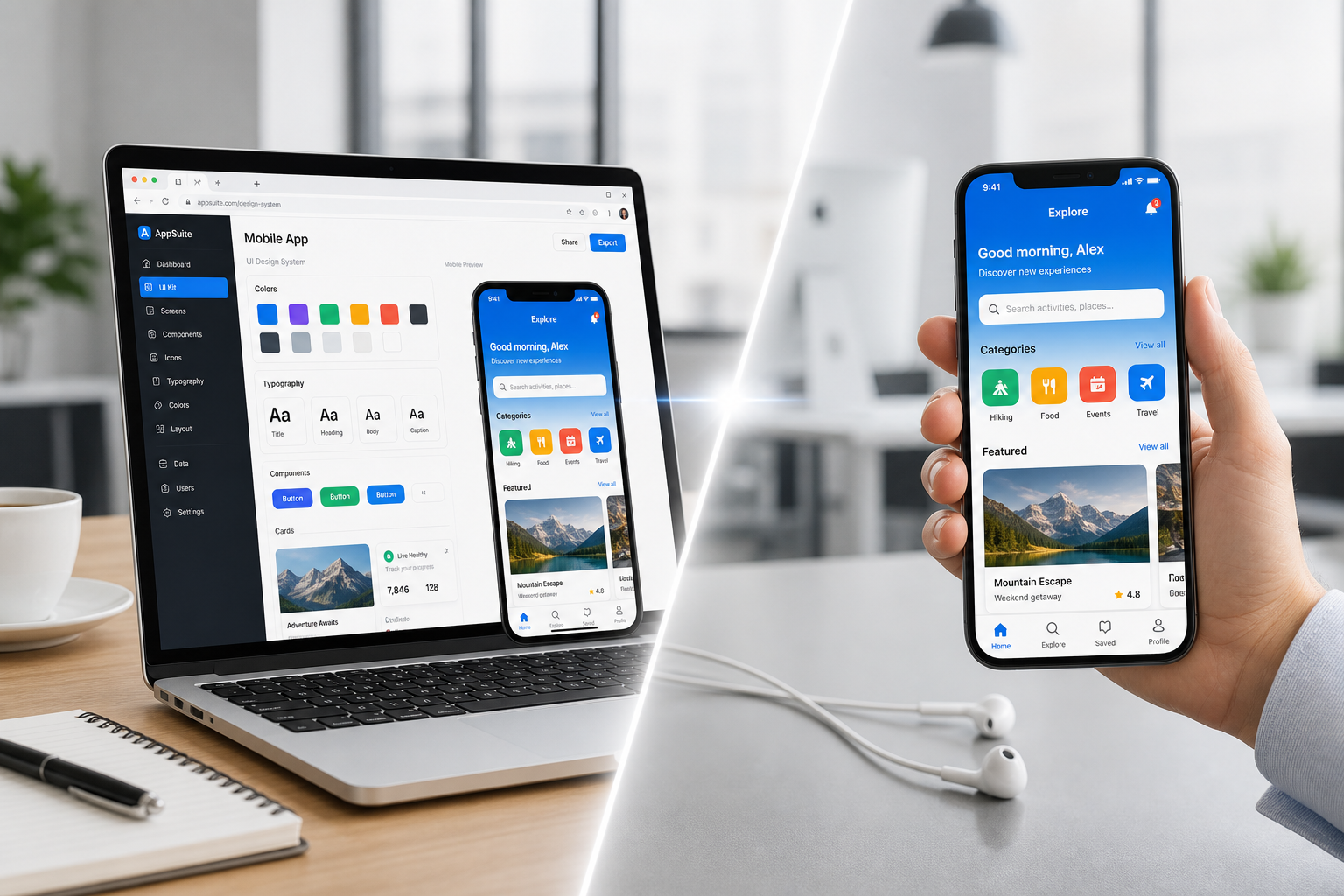 Mobile App UI web and app mockup