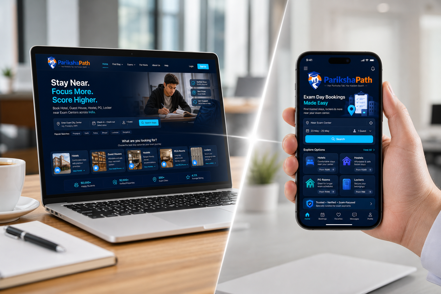 ParikshaPath web and mobile app device mockup